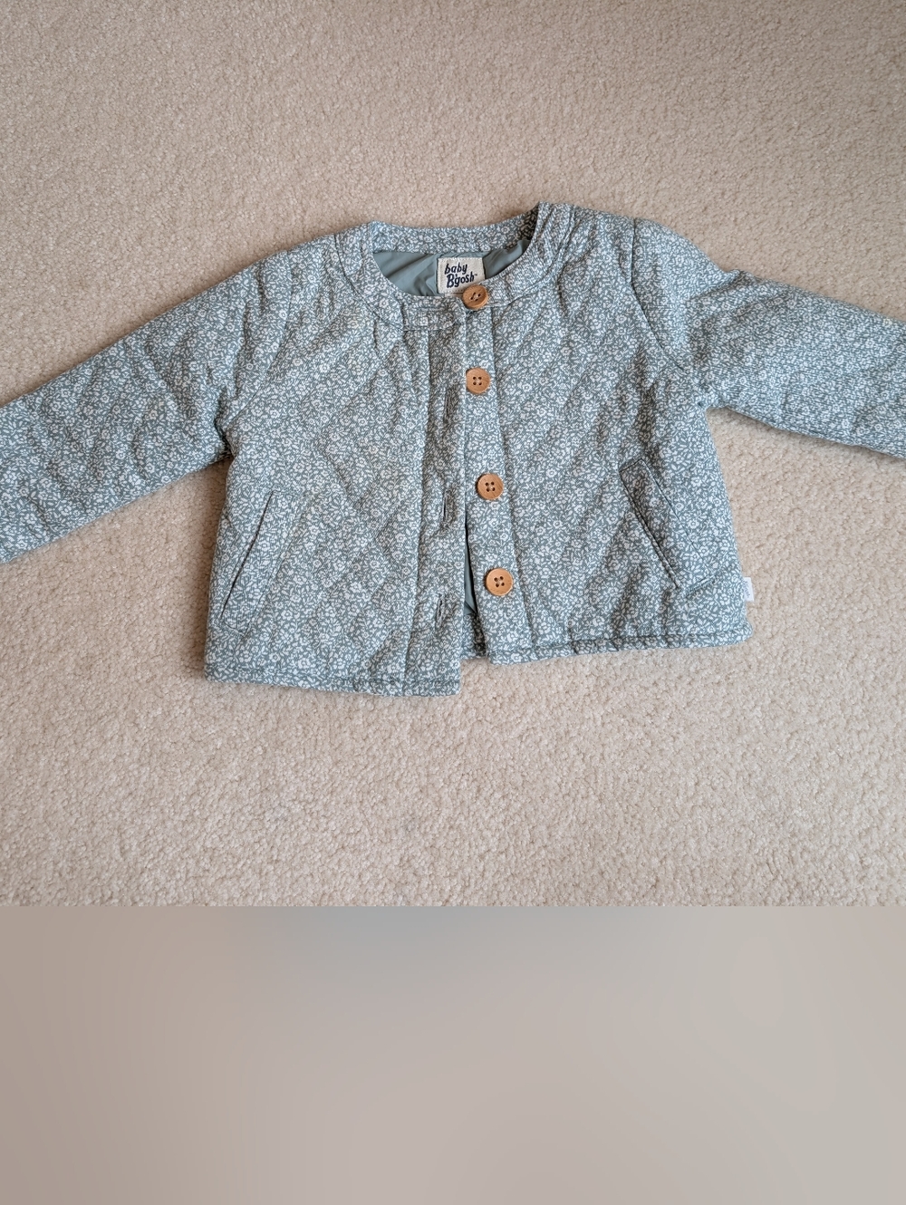 GAP Quilted Floral Button-Front Jacket - Light Blue